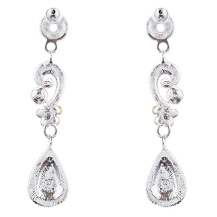 Bridal Wedding Jewelry Crystal Rhinestone Classic Teardrop Earrings E981 Silver