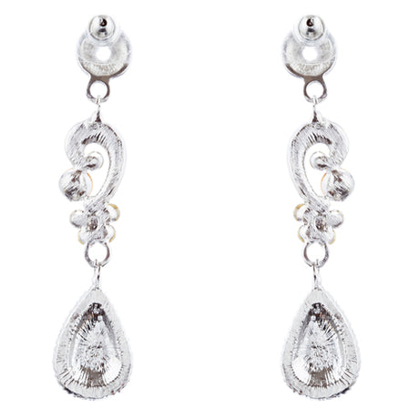 Bridal Wedding Jewelry Crystal Rhinestone Classic Teardrop Earrings E981 Silver
