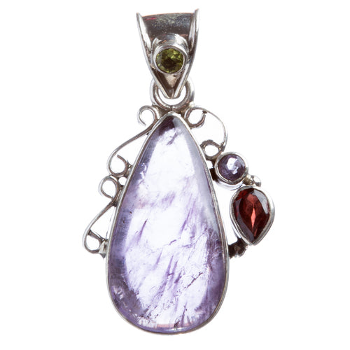 925 Sterling Silver Natural Gemstones Amethyst Pendant FJSVP2061