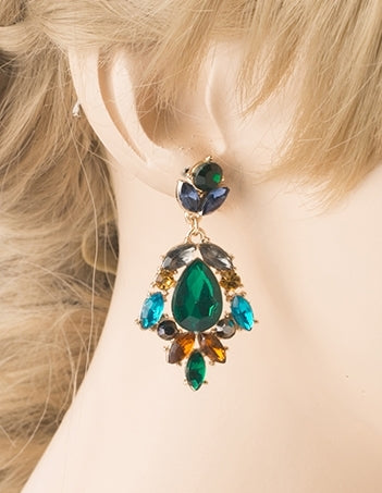 Modern Fashion Crystal Rhinestone Stylish Dangle Earrings E707 Green