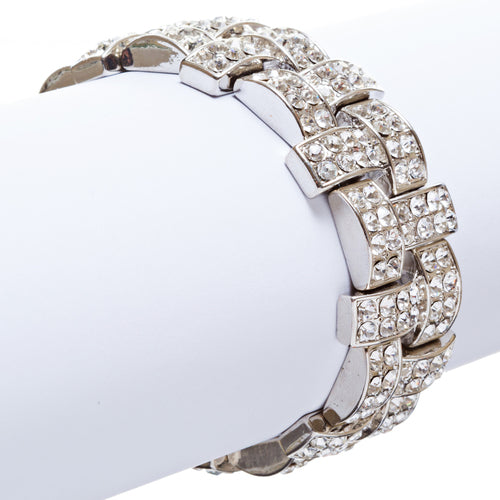 Bridal Wedding Jewelry Crystal Rhinestone Stunning Woven Stretch Bracelet B278SV