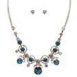 Glamorous Jewelry Set Crystal Rhinestone Elegant Setting Necklace J526 Blue