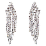 Bridal Wedding Jewelry Crystal Rhinestone Grand Bib Design Necklace J576 Silver