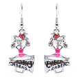 Sport Jewelry I Love Cheerleader Crystal Rhinestone Drop Dangle Earrings Pink