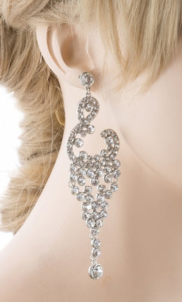 Bridal Wedding Jewelry Crystal Rhinestone Vintage Dangle Earrings E728 Silver - Accessoriesforever