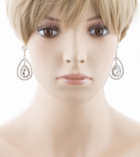 Bridal Wedding Jewelry Crystal Rhinestone Dazzle Elegant Dangle Drop Earrings SV - Accessoriesforever