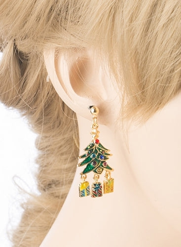 Christmas Jewelry Crystal Rhinestone Holiday Gift Present Tree Earrings E886 - Accessoriesforever