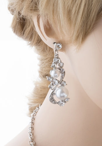 Bridal Wedding Jewelry Crystal Rhinestone Intricate Interwoven Necklace J522 SLV