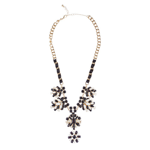 Beautiful Crystal Rhinestone Fashion Statement Necklace Set JN295 Gold Black