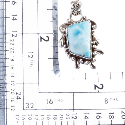 925 Sterling Silver Natural Gemstones Larimar Pendant FJSVP2077 - Accessoriesforever
