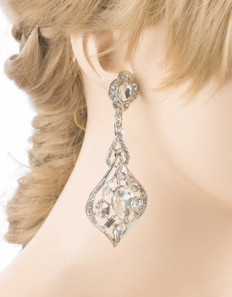 Bridal Wedding Jewelry Crystal Rhinestone Extraordinary Stylish Earrings Silver - Accessoriesforever