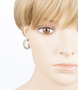 Wave Hook Design Crystal Rhinestone Stud Earring Silver