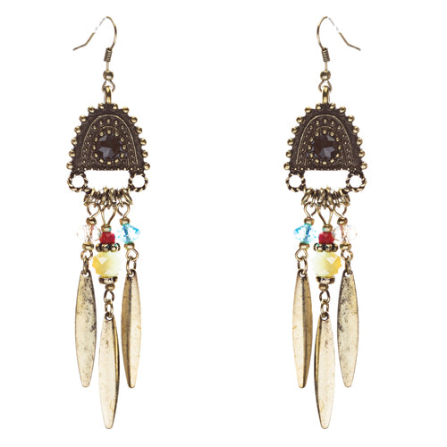 Tribal Fashion Fascinating Long Drop Glass Beads Dangle Earrings E824 Multi