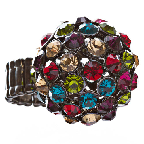 Modern Fashion Crystal Pave Dome Round Stretch Multi-colored Ring R78 MT - Accessoriesforever