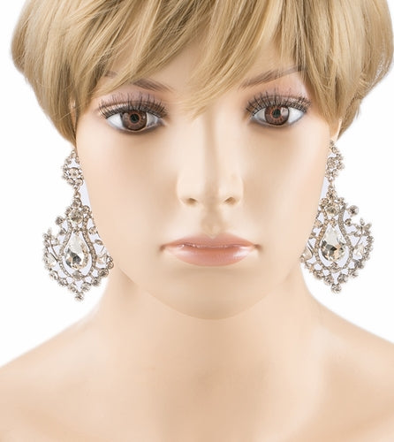 Bridal Wedding Jewelry Crystal Rhinestone Dangle Drop Earrings Silver E635 - Accessoriesforever