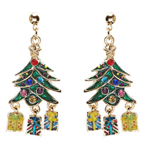 Christmas Jewelry Crystal Rhinestone Holiday Gift Present Tree Earrings E886 - Accessoriesforever