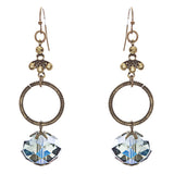 Contemporary Fashion Linear Open Circle Glass Beads Dangle Earrings E839 Blue