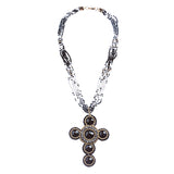 Cross Jewelry Traditional Design Beaded Necklace & Earrings Set JN245 Black