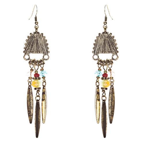 Tribal Fashion Fascinating Long Drop Glass Beads Dangle Earrings E824 Multi