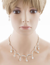 Bridal Wedding Jewelry Set Crystal Rhinestone Multi Teardrops Link Silver Clear