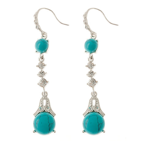 Natural Turquoise Stone Crystal Dots Dangle Earring