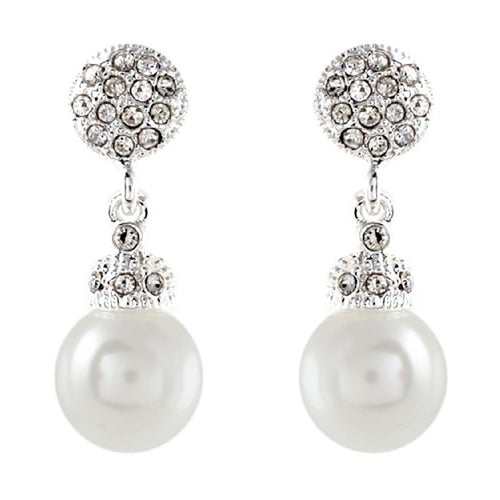 Bridal Wedding Jewelry Crystal Rhinestone Pearl Prom Elegant Earrings E1183 SV
