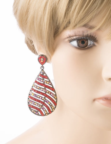 Modern Fashion Crystal Rhinestone Stunning Leaf Design Dangle Earrings E729 Red