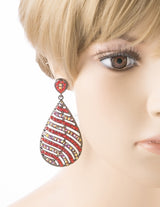 Modern Fashion Crystal Rhinestone Stunning Leaf Design Dangle Earrings E729 Red