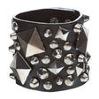 Unique Multi Shapes Metal Studs Design Wide Fashion Wrap Bracelet Black