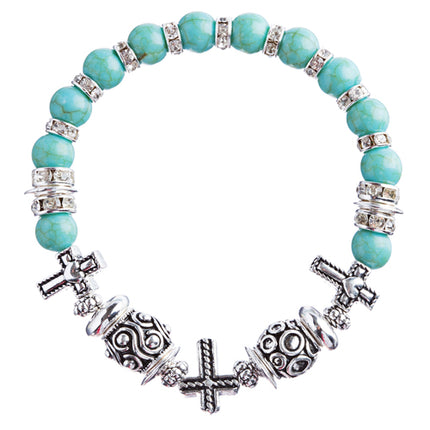 Cross Jewelry Crystal Rhinestone Fascinating Stretch Bracelet B463 Turquoise - Accessoriesforever