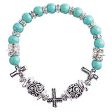 Cross Jewelry Crystal Rhinestone Fascinating Stretch Bracelet B463 Turquoise