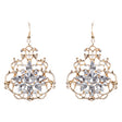 Beautiful Crystal Rhinestone Sophisticated Design Dangle Fashion Earrings Gold