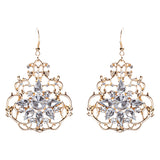 Beautiful Crystal Rhinestone Sophisticated Design Dangle Fashion Earrings Gold