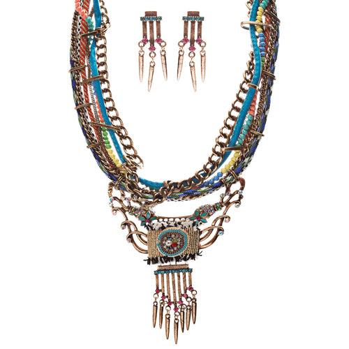 Tribal Fashion Fascinatingly Bold Statement Multi Layer Necklace JN263 Multi
