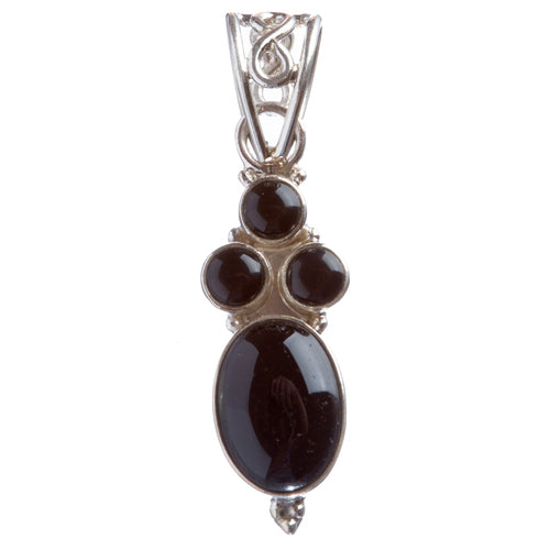 925 Sterling Silver Natural Gemstones Onyx Pendant FJSVP2070