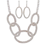 Bridal Wedding Jewelry Set Crystal Rhinestone Oval Link