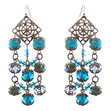 Bold Fashion Extraordinary Beaded Charms Design Dangle Earrings E853 Blue