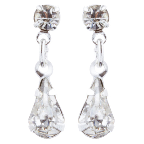 Bridal Wedding Jewelry Set Crystal Rhinestone Classy Y Drop Necklace Silver - Accessoriesforever