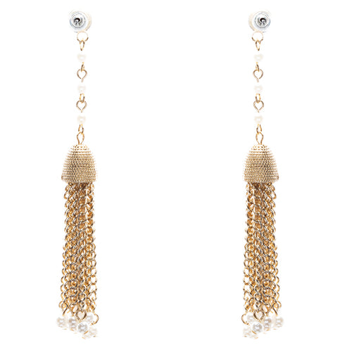 Bridal Wedding Jewelry Beautiful Faux Pearl Chandelier Dangle Earrings E809 Gold - Accessoriesforever