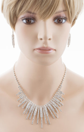 Bridal Wedding Jewelry Crystal Rhinestone Alluring Grand Necklace J546 Silver