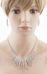 Bridal Wedding Jewelry Crystal Rhinestone Alluring Grand Necklace J546 Silver