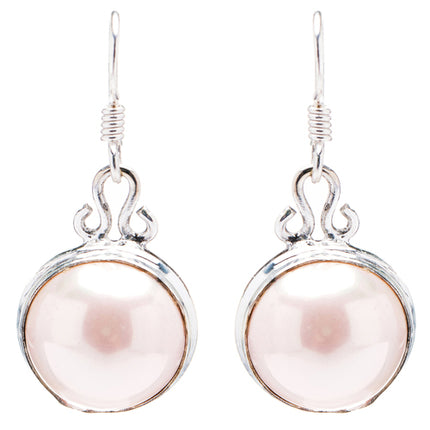 925 Sterling Silver Natural Gemstones Pearl Dangle Earrings FJSVE2116
