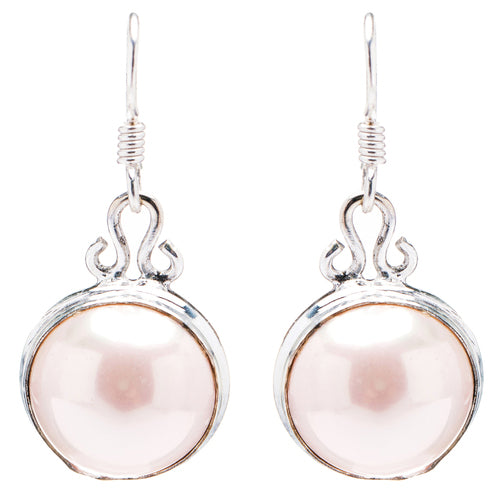 925 Sterling Silver Natural Gemstones Pearl Dangle Earrings FJSVE2116