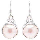 925 Sterling Silver Natural Gemstones Pearl Dangle Earrings FJSVE2116