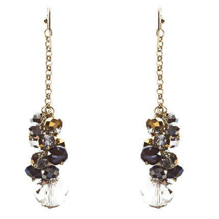 Trendy Design Crystal Rhinestone Lovely Cluster Balls Dangle Earrings E846 Black - Accessoriesforever