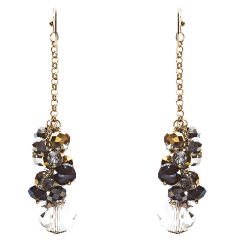 Trendy Design Crystal Rhinestone Lovely Cluster Balls Dangle Earrings E846 Black