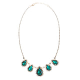 Dazzling Jewelry Set Crystal Rhinestone Elegant Tear Drop Necklace J525 Green