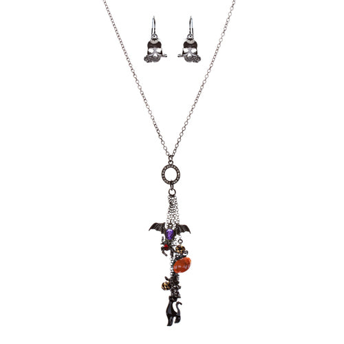 Halloween Costume Jewelry Assorted Spooky Charms Necklace Set JN255 Multi