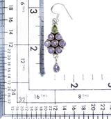925 Sterling Silver Natural Gemstones Amethyst Periodot Dangle Earring FJSVE2152