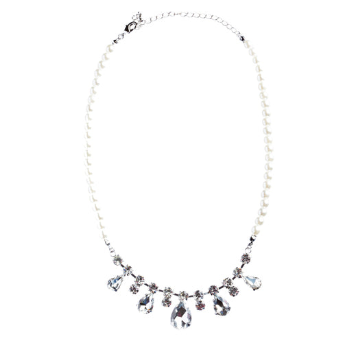 Bridal Wedding Jewelry Crystal Rhinestone Captivating Tear Drop Necklace J580 SV - Accessoriesforever